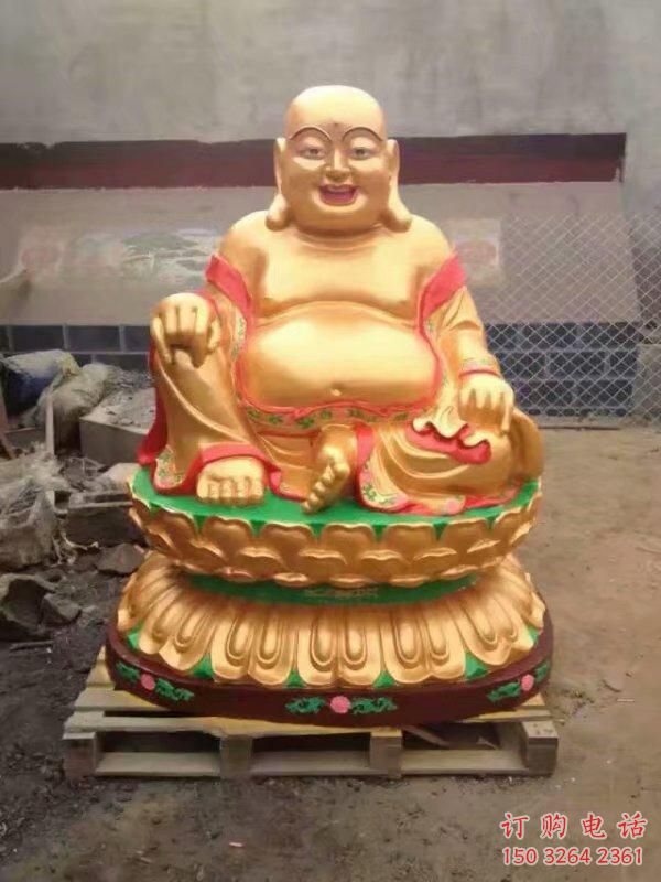 常用彌勒佛像，鎏金效果，玻璃鋼彌勒佛像生產(chǎn)