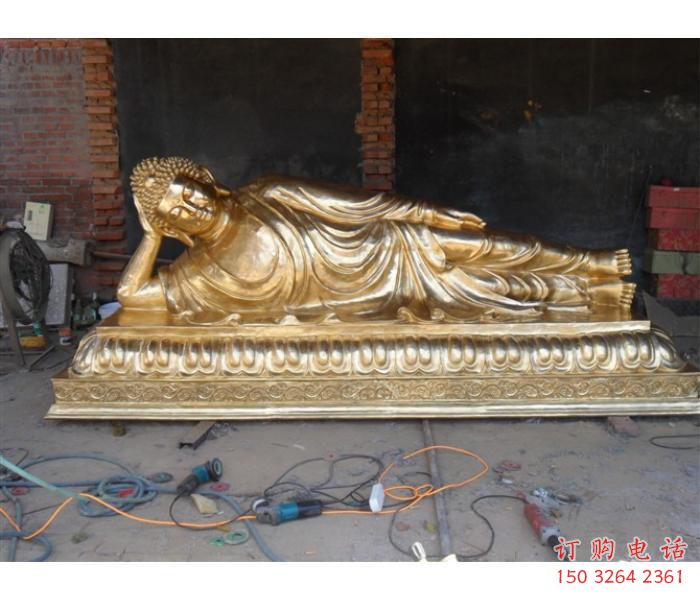 寺廟如來佛像生產，現(xiàn)代工藝，銅如來躺佛定做