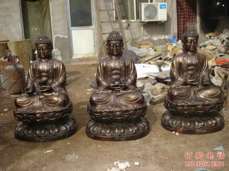 戶外三世佛銅佛像工廠，鑄銅工藝，仿古三世佛銅佛像廠家