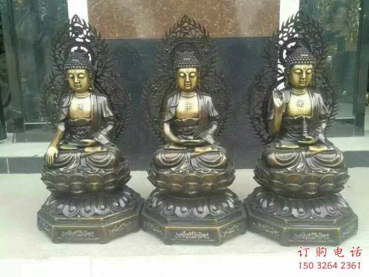 寺廟三世佛銅佛像生產(chǎn)，鑄銅工藝，三世佛銅佛像生產(chǎn)