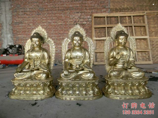 預(yù)定三世佛銅佛像，仿古佛像，三世佛銅佛像承接