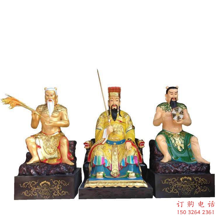 寺廟三皇神像生產(chǎn)，鑄銅工藝，寺廟五帝神像廠家