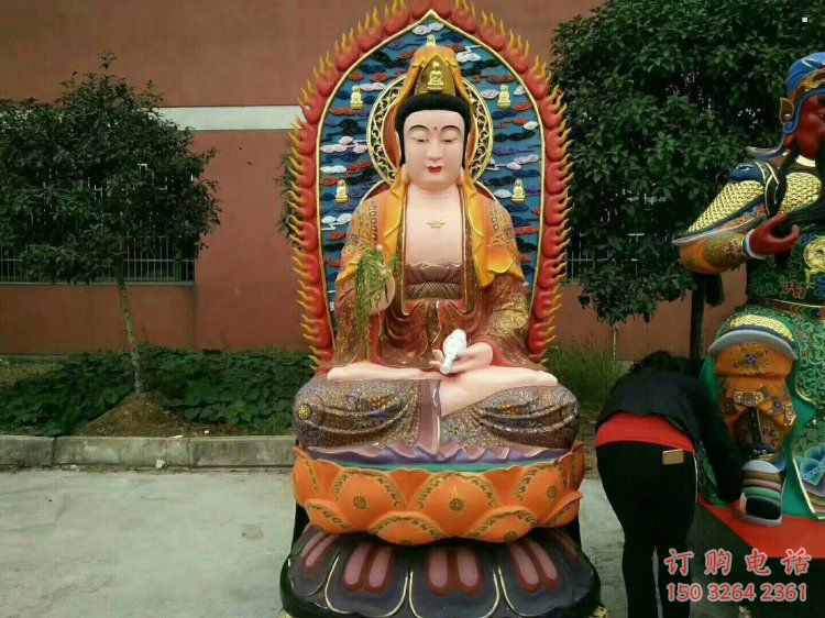 常用觀音佛像，鎏金效果，玻璃鋼觀音佛像生產(chǎn)