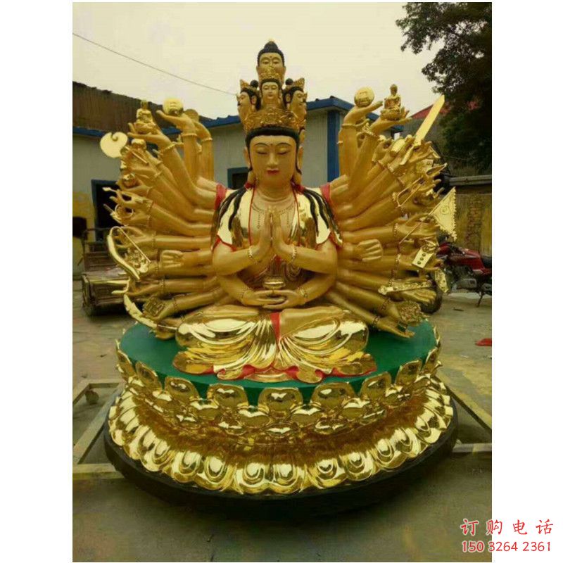彩繪千手觀音佛像廠，現(xiàn)代工藝，玻璃鋼觀音佛像生產(chǎn)