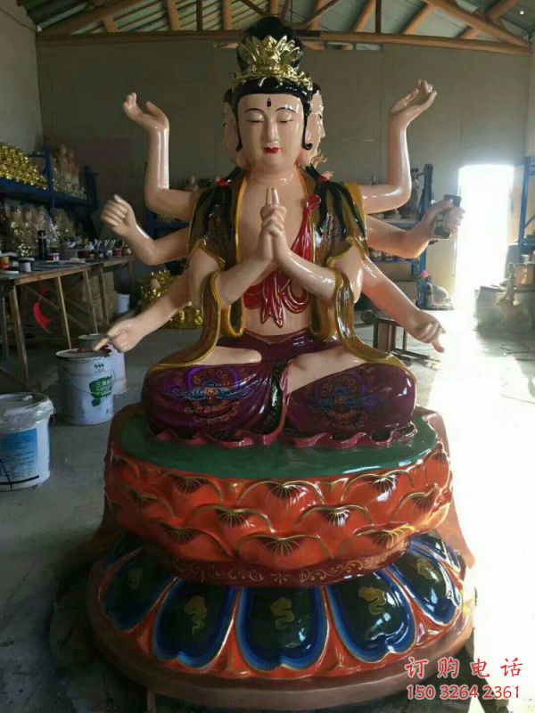 大型千手觀音佛像廠家，彩繪工藝，觀音佛像加工