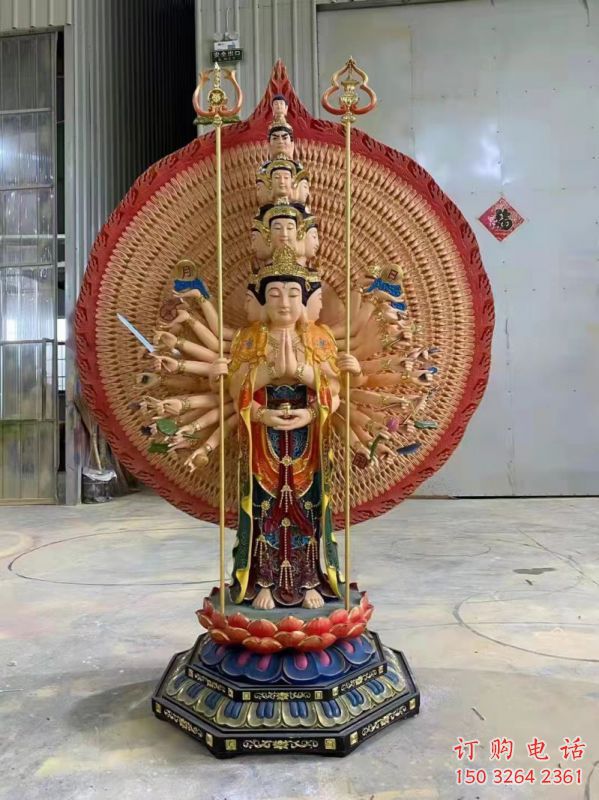 供應(yīng)千手觀音佛像，佛堂擺放，玻璃鋼千手觀音佛像生產(chǎn)
