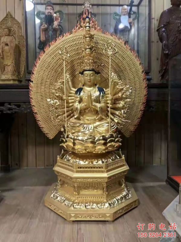 通用千手觀音佛像，鎏金效果，彩繪觀音佛像生產(chǎn)