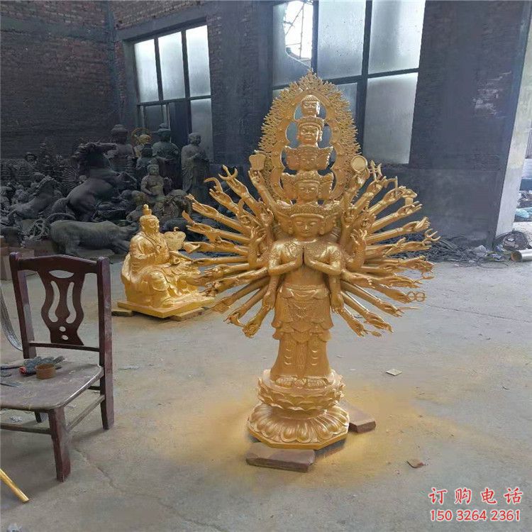 承接千手觀音佛像，鑄銅工藝，寺廟千手觀音銅佛像廠家