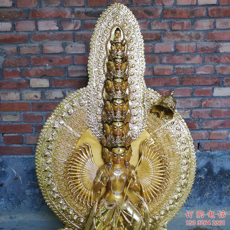 家用千手觀音佛像制作，現(xiàn)代工藝，千手觀音銅佛像預用