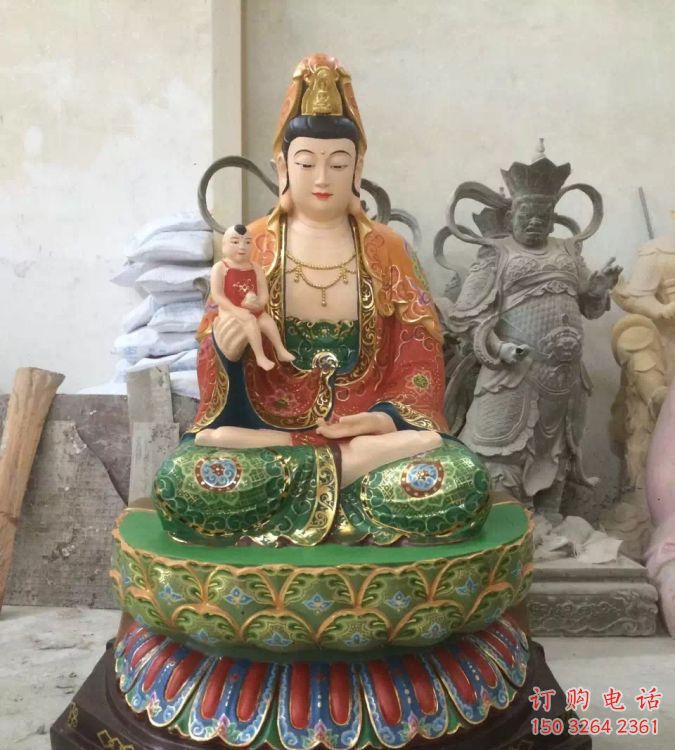 彩繪送子觀(guān)音佛像廠(chǎng)，彩繪工藝，送子觀(guān)音佛像定做