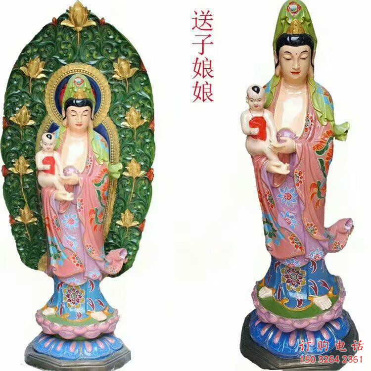 戶外送子觀音佛像工廠，彩繪工藝，玻璃鋼送子觀音佛像廠家