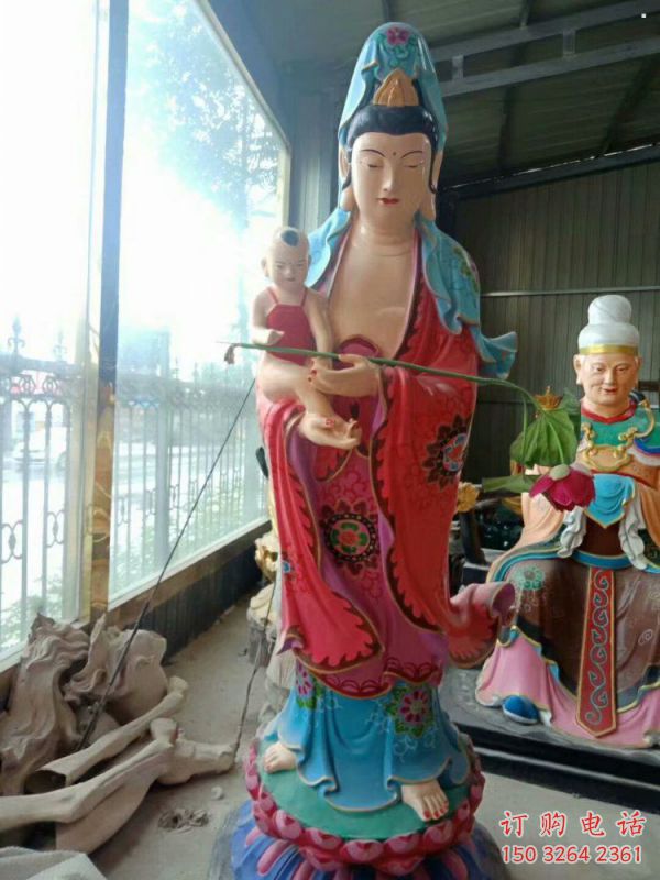 寺廟送子觀音佛像生產(chǎn)，彩繪佛像，大型送子觀音佛像加工