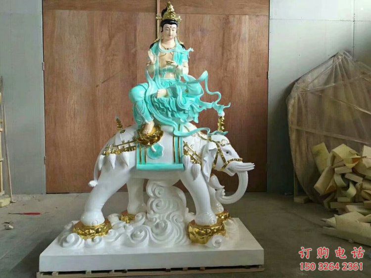 預(yù)定文殊普賢菩薩佛像，鎏金效果，寺廟文殊普賢菩薩佛像廠家