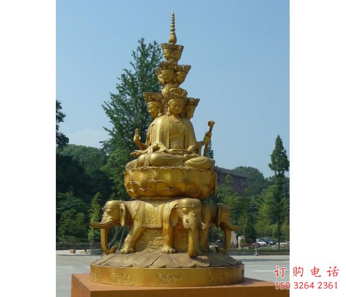 彩繪文殊普賢菩薩銅佛像廠，仿古佛像，銅佛像承接