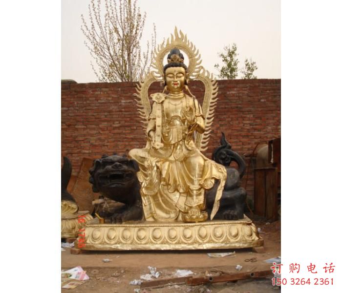 寺廟文殊普賢菩薩銅佛像生產(chǎn)，鑄銅佛像，仿古銅佛像廠家