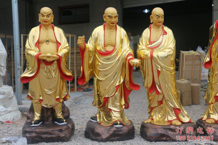 彩繪十八羅漢神像廠，玻璃鋼材質(zhì)，彩繪十八羅漢神像生產(chǎn)