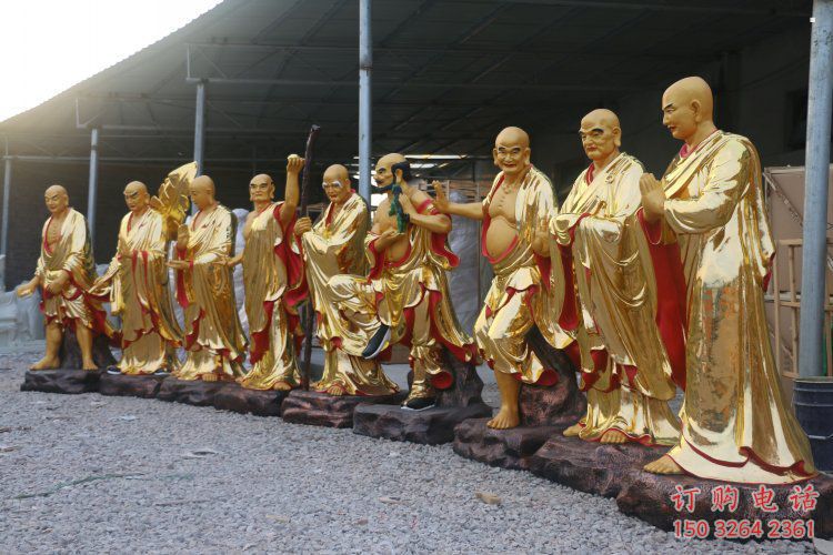 大型十八羅漢神像廠家，現(xiàn)代工藝，仿古十八羅漢神像廠家