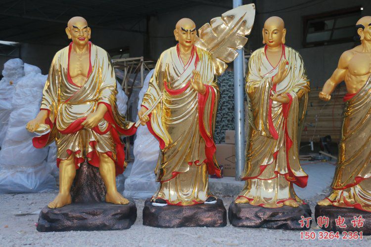 供應(yīng)十八羅漢神像，玻璃鋼材質(zhì)，彩繪十八羅漢神像生產(chǎn)