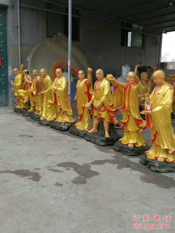 供應十八羅漢神像，玻璃鋼材質(zhì)，十八羅漢神像選用