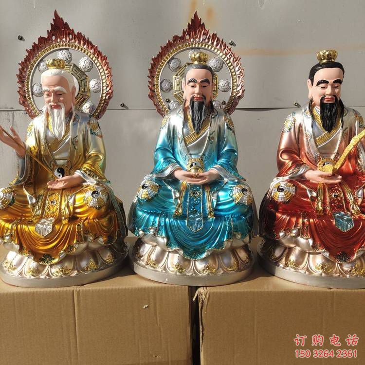承接三清天尊神像，寺廟神像，仿銅三清天尊神像定做