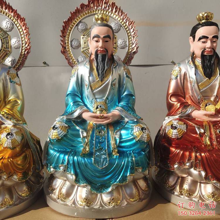 戶外三清天尊神像工廠，彩繪工藝效果，寺廟三清天尊神像廠家