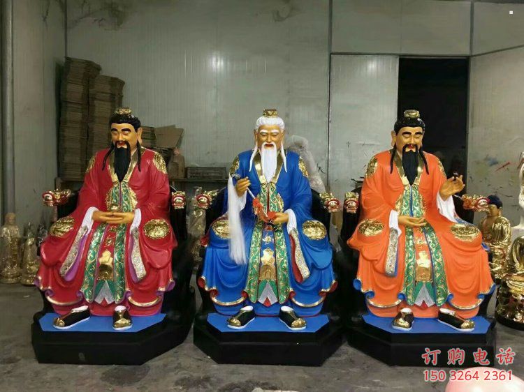 預(yù)定三清天尊神像，玻璃鋼材質(zhì)，寺廟三清天尊神像廠家