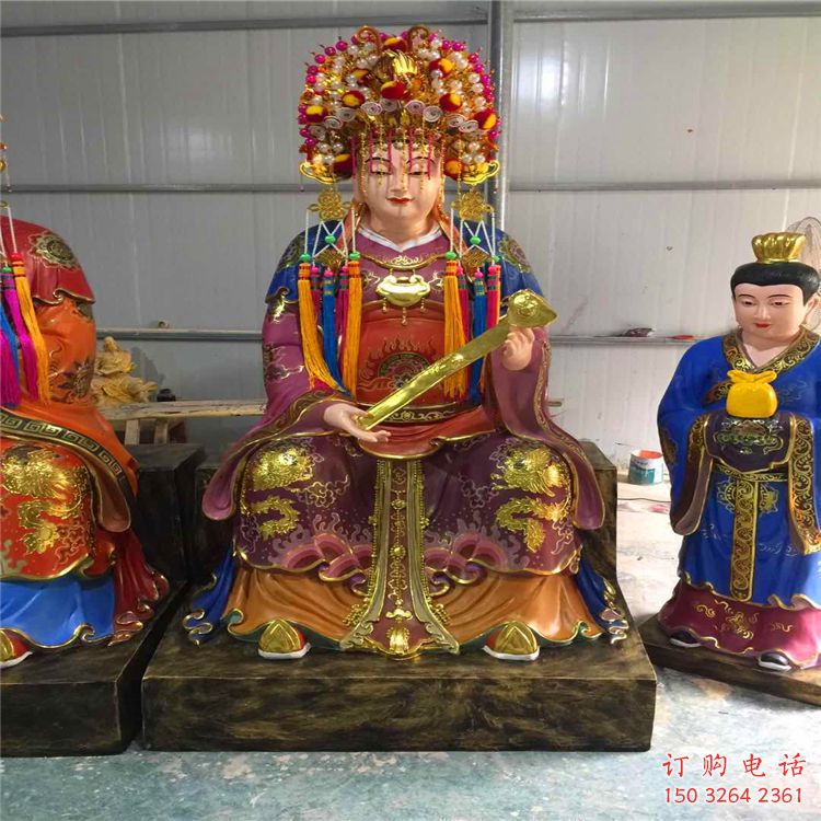 彩繪三霄奶奶神像廠，現(xiàn)代工藝，仿古三霄奶奶神像廠家