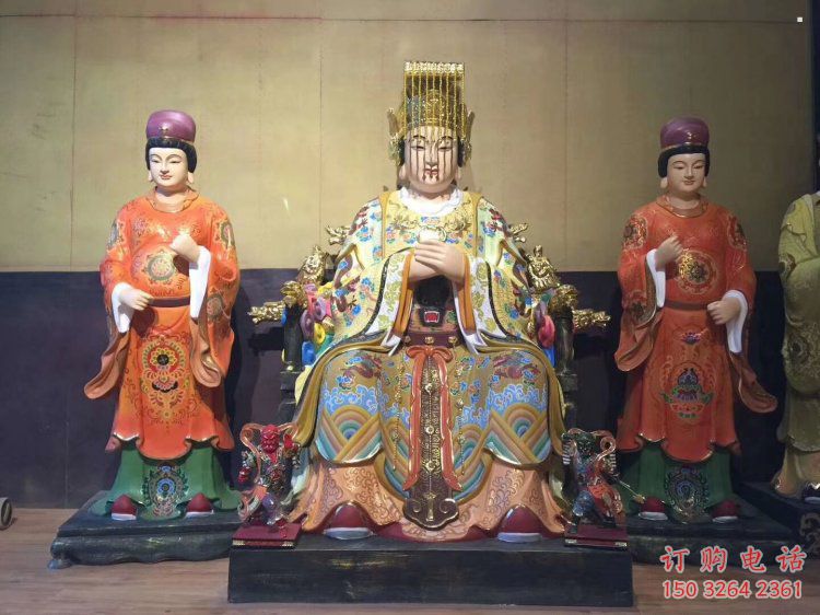 預定三霄奶奶神像，仿古神像，彩繪三霄奶奶神像生產