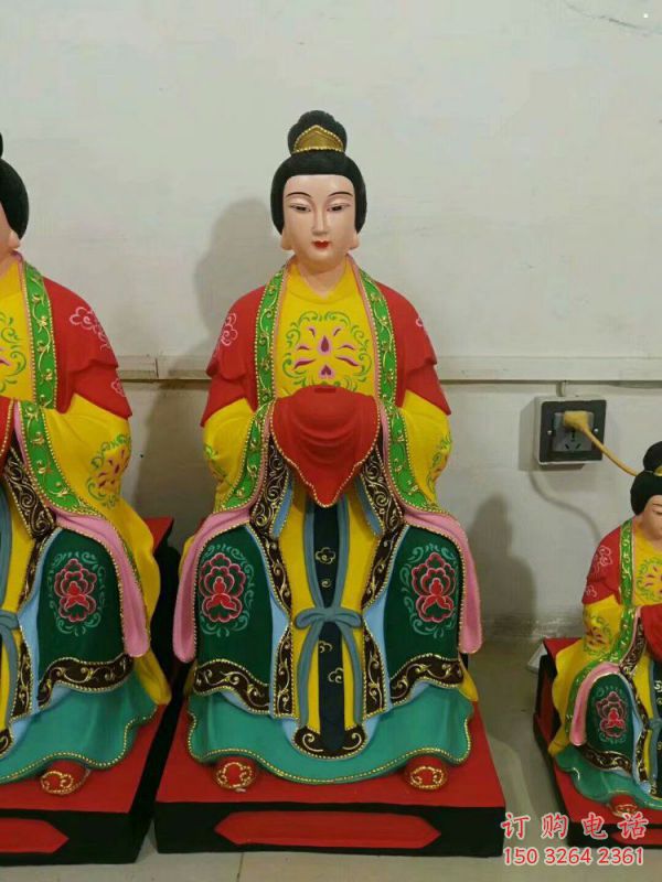 通用三霄奶奶神像，鎏金效果，仿古三霄奶奶神像廠家