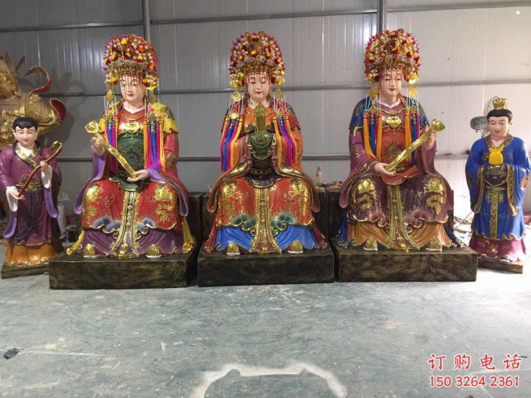 預(yù)定三霄奶奶神像，現(xiàn)代工藝，大型三霄奶奶神像加工