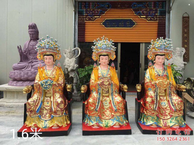 指定三霄奶奶神像，寺院擺放，寺廟三霄奶奶神像廠家