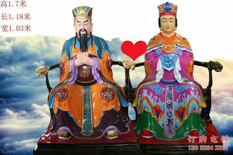 戶外玉皇王母神像工廠，佛堂擺放，大型玉皇王母神像加工