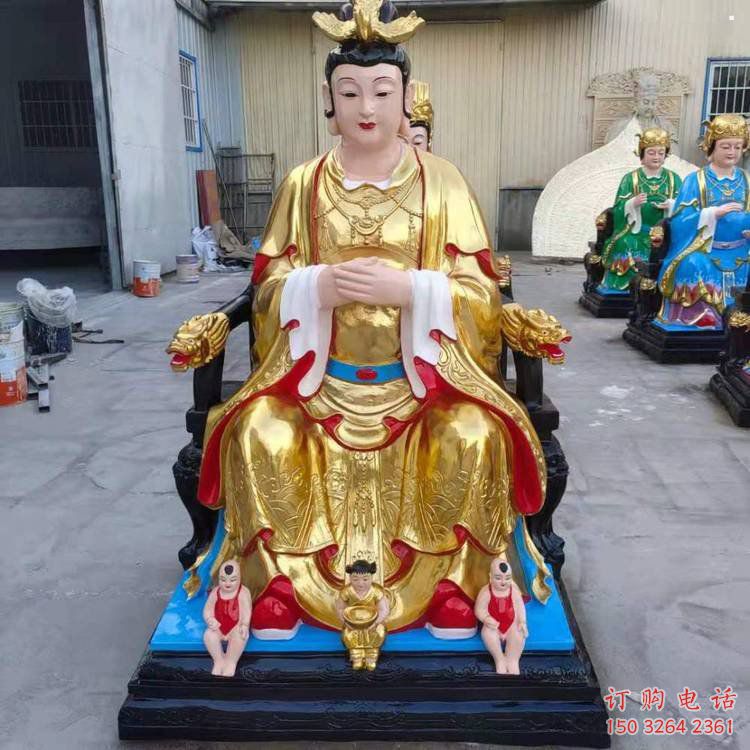 常用老母神像，鎏金效果，玻璃鋼老母神像生產(chǎn)