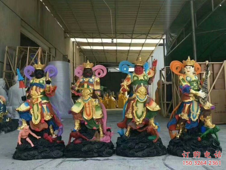 四大天王神像制作，寺廟神像，彩繪四大天王神像生產