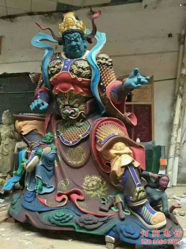 寺廟四大天王神像生產(chǎn)，彩繪工藝，寺廟四大天王神像廠家