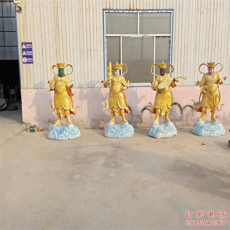 寺廟四大天王銅神像生產(chǎn)，現(xiàn)代工藝，彩繪銅神像廠