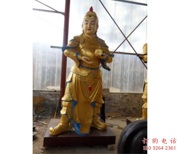 彩繪韋陀銅神像廠，黃銅材質(zhì)，韋陀銅神像承接