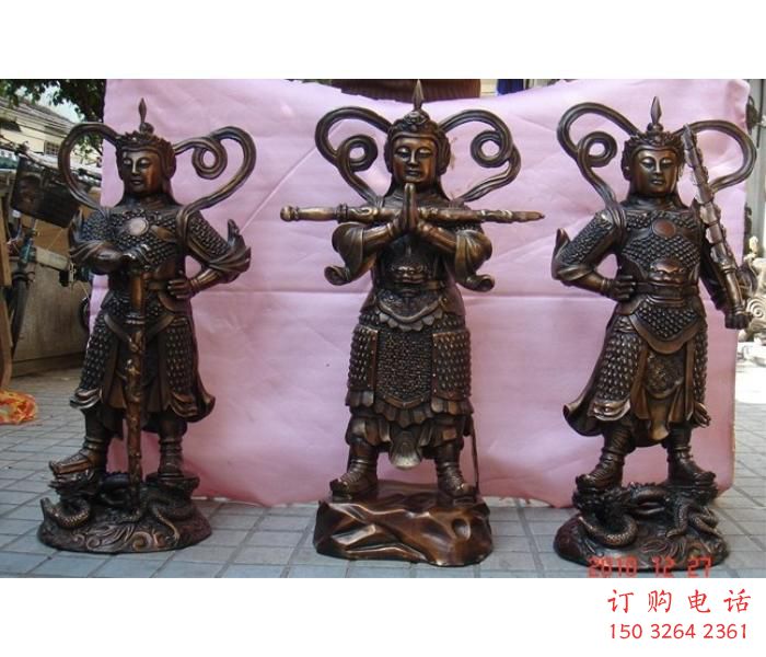 提供韋陀銅神像，鎏金效果，寺廟韋陀銅神像廠家