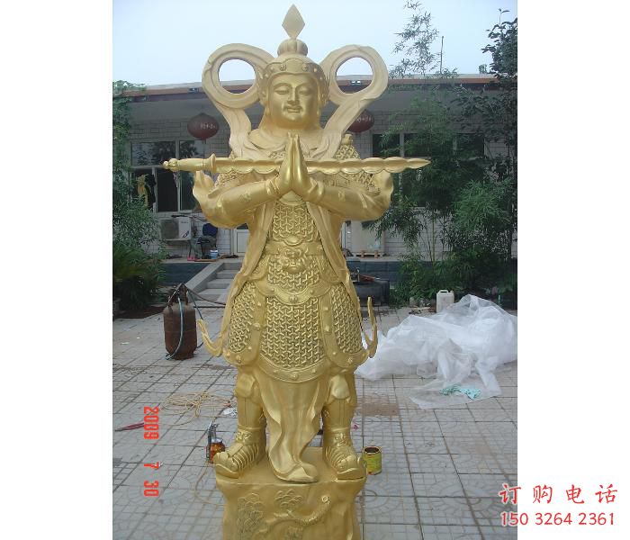 指定韋陀銅神像，鎏金效果，韋陀銅神像選用