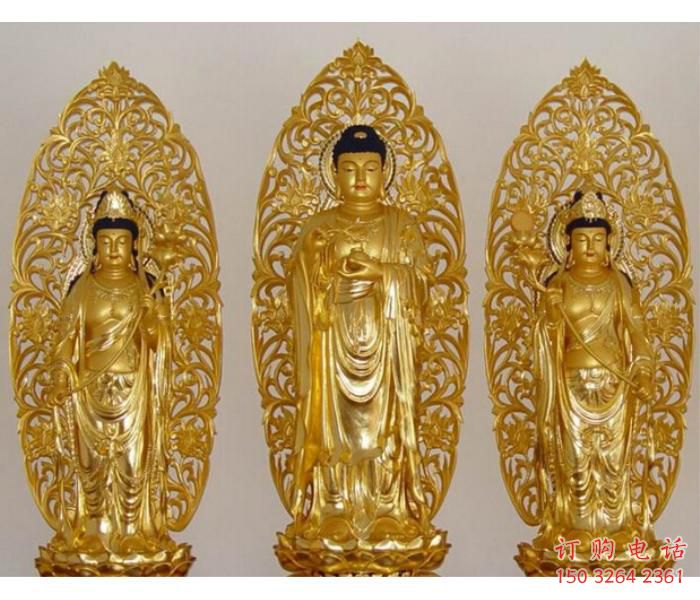 常用東方三圣佛像，家用神像，仿銅東方三圣佛像定做