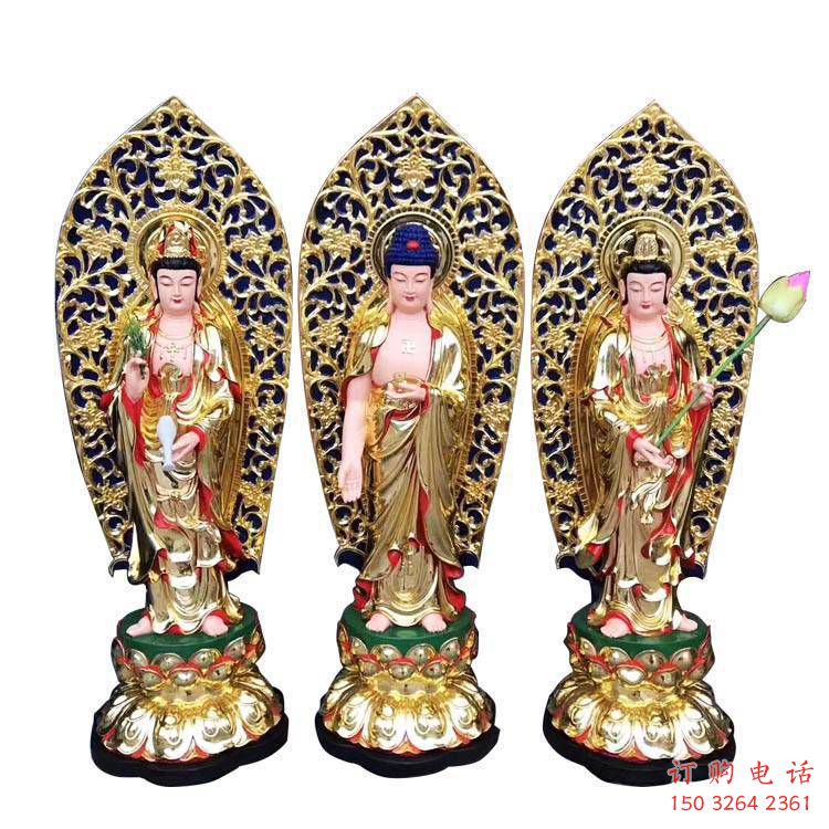 常用東方三圣佛像，現(xiàn)代工藝，玻璃鋼東方三圣佛像生產(chǎn)