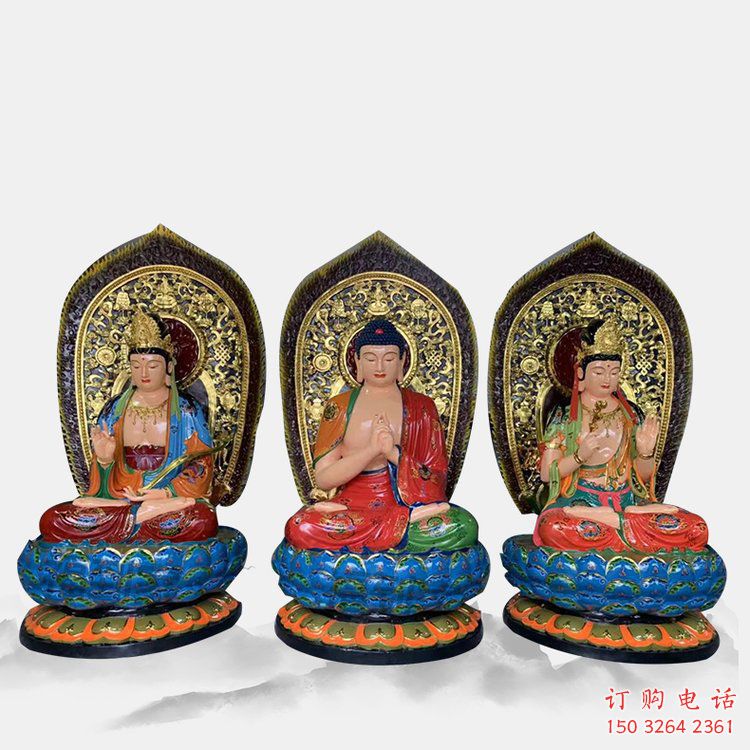 提供東方三圣佛像，鑄銅工藝，寺廟東方三圣佛像廠家