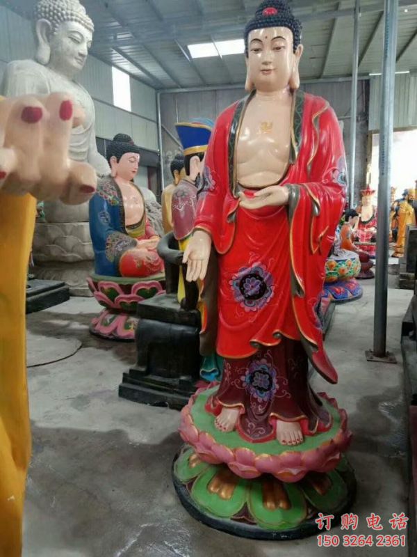 彩繪西方三圣佛像廠，鑄銅工藝，寺廟西方三圣佛像廠家