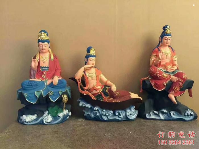 常用西方三圣佛像，鑄銅工藝，西方三圣佛像選用