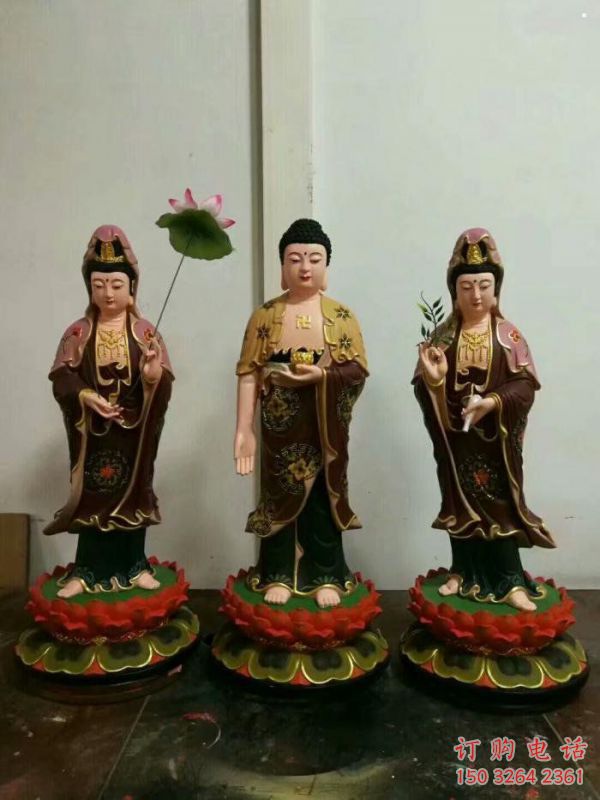 常用西方三圣佛像，佛堂擺放，西方三圣佛像選用