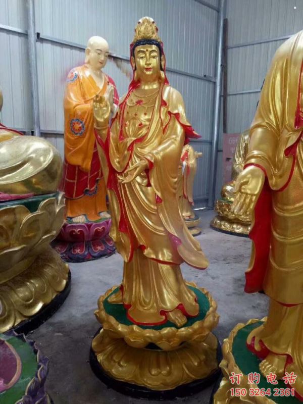戶外西方三圣佛像工廠，家用神像，鑄銅西方三圣佛像制作
