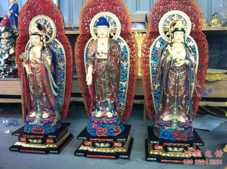 指定西方三圣佛像，佛堂擺放，西方三圣佛像承接