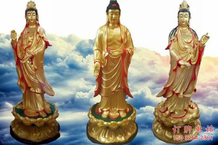 指定西方三圣佛像，現(xiàn)代工藝，仿銅西方三圣佛像定做