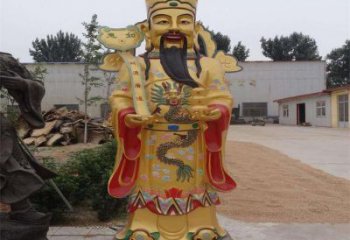 彩繪文財神像廠，玻璃鋼材質(zhì)，文財神像預(yù)用