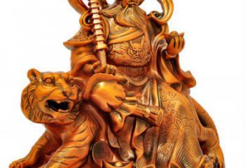 趙公明財(cái)神騎虎銅像，武財(cái)神銅像生產(chǎn)廠家